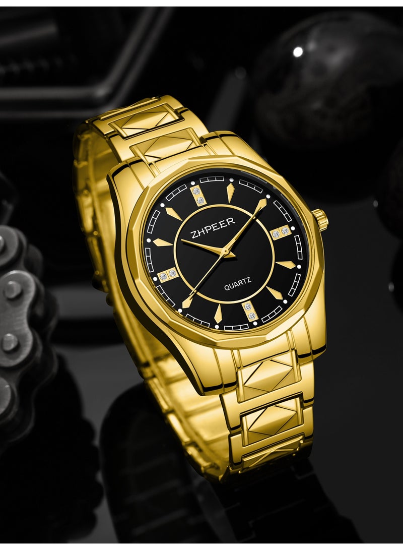 3 مجموعات من نوعية الضوء الفاخرة سبائك الزنك ووتش للرجال ، الذهب ، الذهب والفضة ووتش مجموعات مناسبة لمجموعة متنوعة من المشاهد ارتداء ، ومناسبة جدا بالنسبة له هدية عيد ميلاد مثالية - Image 3